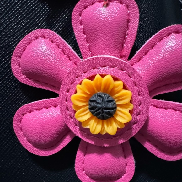 Pink Flower Bag Charm with Yellow Accent - Picture 4 of 4